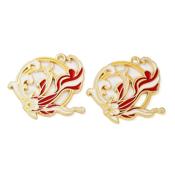 

PandaHall Rack Plating Alloy Enamel Pendants, Golden, Fish with Flower Charm, Crimson, 30x31x1mm, Hole: 2mm Alloy+Enamel Fish Pink