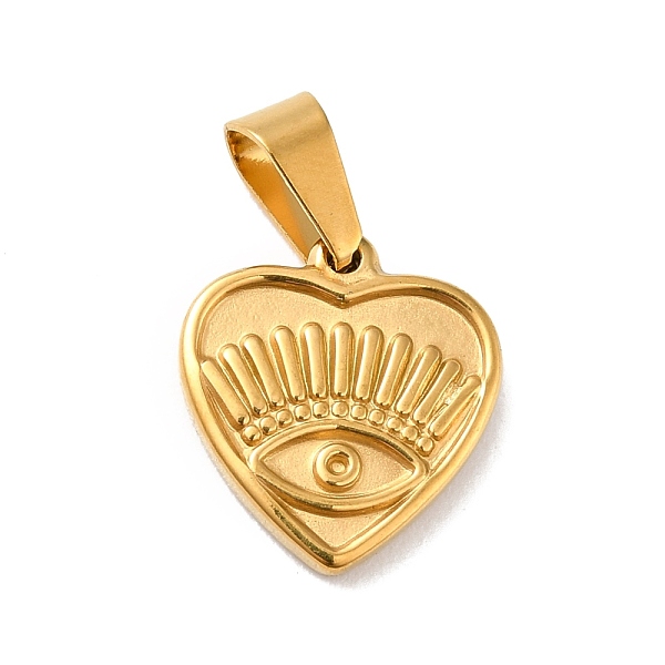 

PandaHall Vacuum Plating 304 Stainless Steel Pendants, with 201 Stainless Steel Snap On Bails, Heart with Eye, Golden, 15.5x14x2.5mm, Hole...