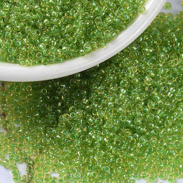 

PandaHall MIYUKI Round Rocailles Beads, Japanese Seed Beads, (RR3739) Fancy Lined Celery, 15/0, 1.5mm, Hole: 0.7mm, about 5555pcs/bottle..., Green