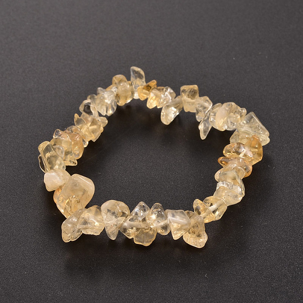 Chips De Citrine Naturelle (teintée Et Chauffée) Bracelets Extensibles Perlés