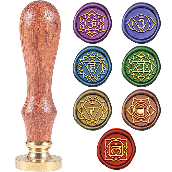 

PandaHall 7Pcs 7 Style Wax Seal Brass Stamp Head, for Wax Seal Stamp, Chakra Theme, 25~83x14.5~22mm Brass Others