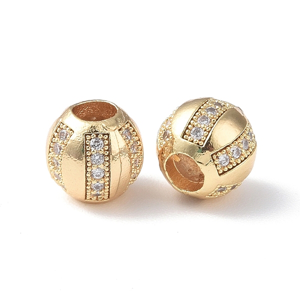 

PandaHall Brass Micro Pave Cubic Zirconia European Beads, Large Hole Beads, Round, Real 18K Gold Plated, 8x7.5mm, Hole: 4mm Brass+Cubic..., Clear