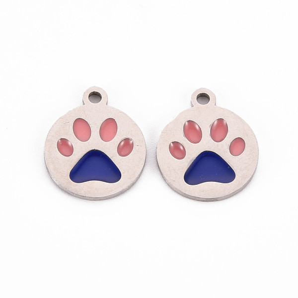 

PandaHall 304 Stainless Steel Enamel Charms, Stainless Steel Color, Dog Paw Prints, Dark Blue, 14x12x1mm, Hole: 1.5mm Stainless Steel+Enamel...