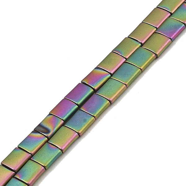 

PandaHall Electroplated Frosted Non-magnetic Synthetic Hematite Beads Strands, Square, 2-Hole, Rainbow Plated, 5x5x2mm, Hole: 0.8mm, about...