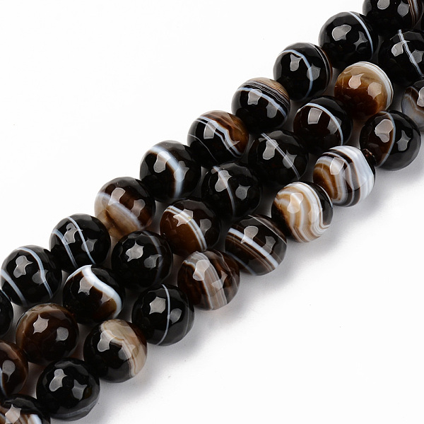 

PandaHall Natural Botswana Agate Beads Strands, Round, Faceted, 10mm, Hole: 1mm, about 37pcs/strand, 14.57 inch(37cm) Botswana Agate Round