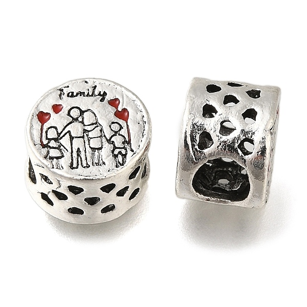 

PandaHall Rack Plating Alloy Enamel European Beads, Large Hole Beads, Column with Family, Platinum, 10.5x11x8mm, Hole: 5mm Alloy+Enamel..., Red