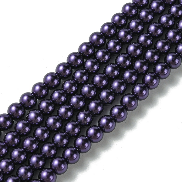 

PandaHall Eco-Friendly Dyed Glass Pearl Round Beads Strands, Grade A, Cotton Cord Threaded, Indigo, 6mm, Hole: 1.2~1.5mm, about 72pcs/strand..., Purple