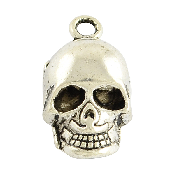 

PandaHall Halloween Tibetan Style Alloy Skull Pendants, Cadmium Free & Lead Free, Antique Silver, 20x11x7mm, Hole: 2mm Alloy Skull
