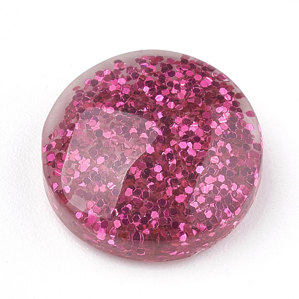 

PandaHall Resin Cabochons, with Glitter Powder, Flat Round, Medium Violet Red, 13.5~14x4~6mm Resin Flat Round Red