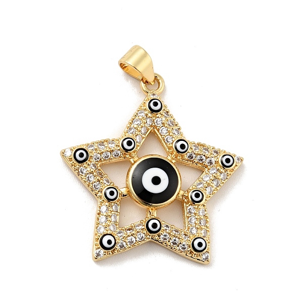 

PandaHall Rack Plating Brass Micro Pave Clear Cubic Zirconia Pendants, with Enamel, Cadmium Free & Lead Free, Star with Evil Eye, Real 18K..., Multicolor