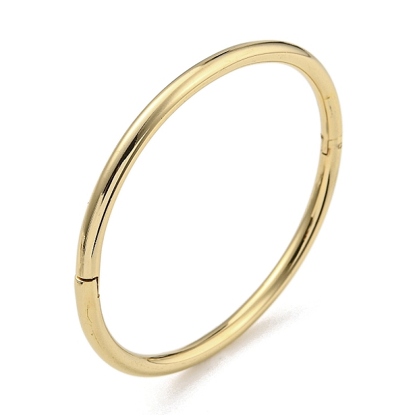 

PandaHall Vacuum Plating 202 Stainless Steel Plain Round Ring Hinged Bangles for Women Men, Golden, Inner Diameter: 2-3/8x2 inch(6.1x5.15cm)...