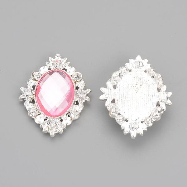 

PandaHall Alloy Rhinestone Flat Back Cabochons, with Acrylic Rhinestone, Oval, Silver Color Plated, Pearl Pink, 32x25x4.5mm Acrylic...