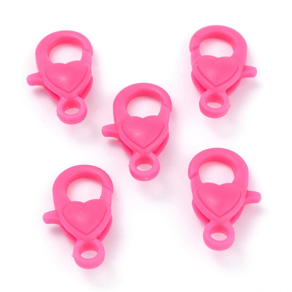 

PandaHall Plastic Lobster Claw Clasps, Heart, Hot Pink, 22.5x13x6.5mm, Hole: 3mm Plastic Heart