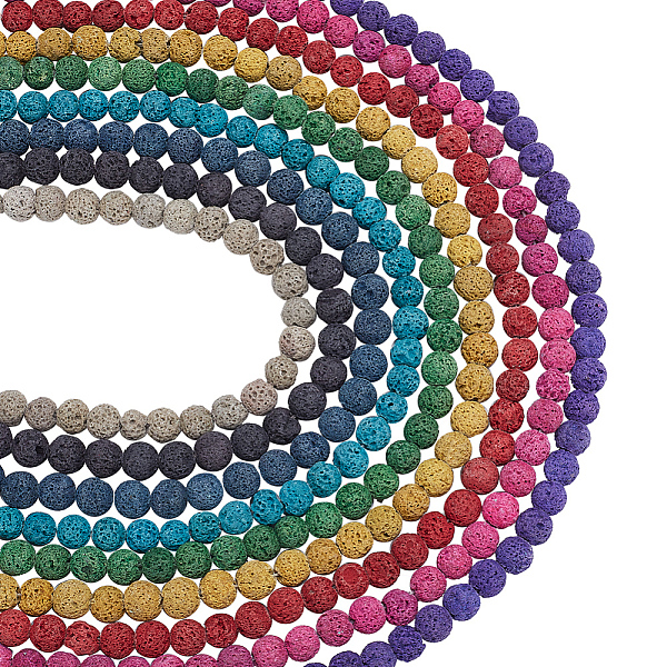 

PandaHall 9 Strands 9 Colors Natural Lava Rock Round Beads Strands, Dyed, Mixed Color, 8mm, Hole: 1mm, about 50pcs/strand, 15.7 inch, 1..., Multicolor