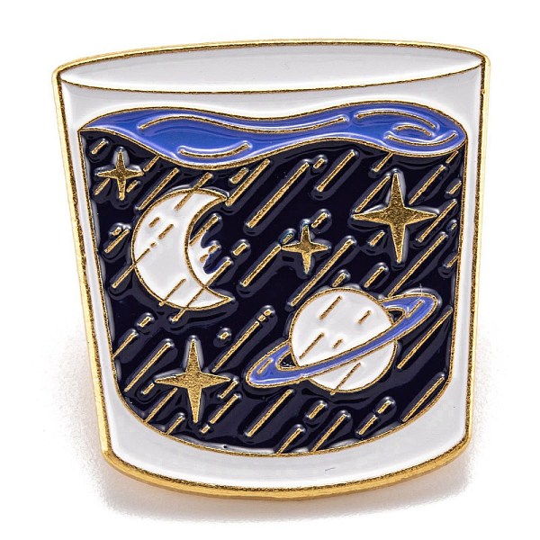 

PandaHall Alloy Enamel Brooches, Enamel Pin, with Butterfly Clutches, Cup with Planet, Colorful, Golden, 27.5x26mm Alloy+Enamel Bottle
