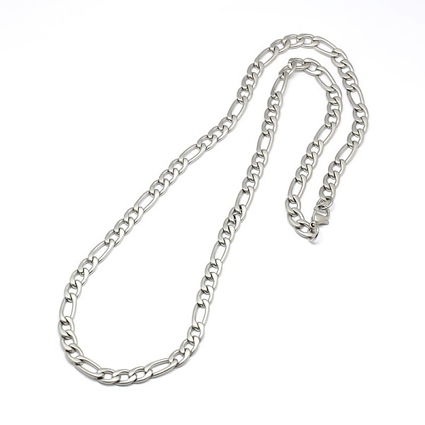

PandaHall Fashionable Matte 304 Stainless Steel Figaro Chain Necklaces for Men, with Lobster Claw Clasps, Stainless Steel Color, 21.65 inch...