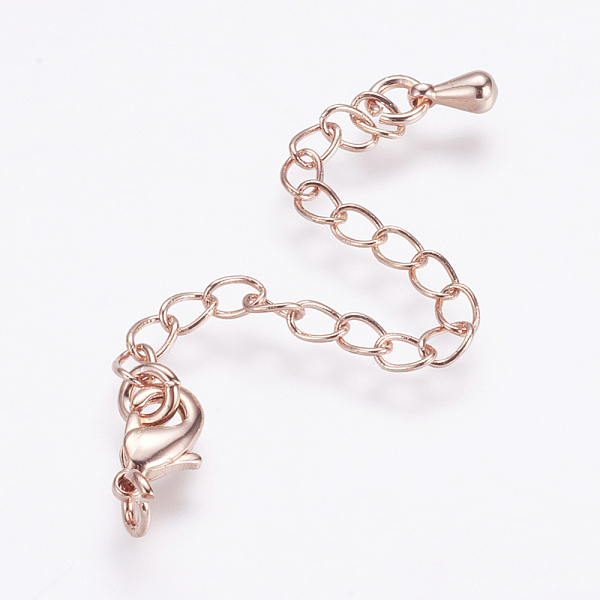 

PandaHall Long-Lasting Plated Brass Chain Extender, with Lobster Claw Clasps and Chain Extender Teardrop, Real Rose Gold Plated, 9.5x5x2.5mm...