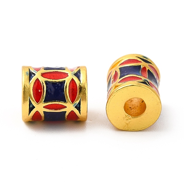 

PandaHall Alloy Enamel Beads, Rack Plating, Column with Coin Pattern, Matte Gold Color, Midnight Blue, 9.5x8mm, Hole: 3mm Alloy+Enamel...