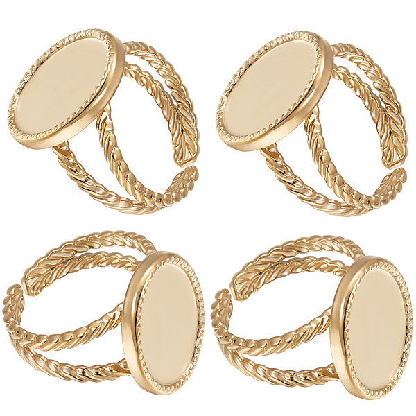 

PandaHall Beebeecraft 1 Box 8Pcs Sun Open Cuff Ring Settings 18K Gold Plated Brass Open Blank Rings with Oval Tray Metal Ring Settings...