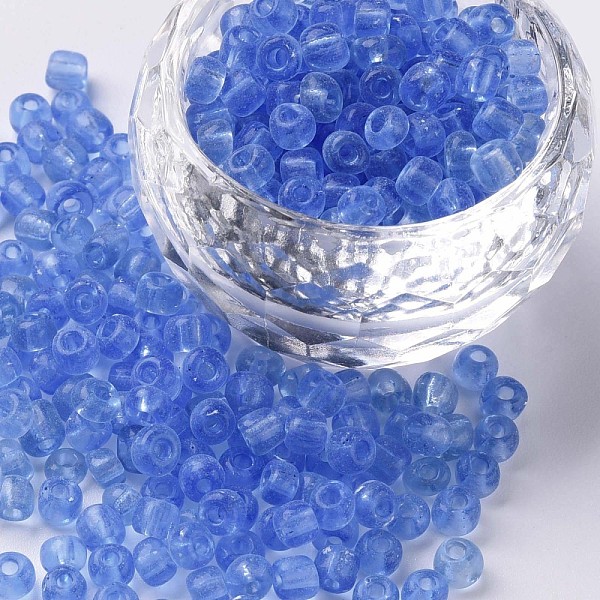 

PandaHall Glass Seed Beads, Transparent, Round, Light Blue, 6/0, 4mm, Hole: 1.5mm, about 4500 beads/pound Glass Blue