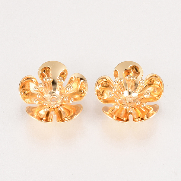 

PandaHall 5-Petal Brass Bead Caps, Nickel Free, Real 18K Gold Plated, Flower, 16x16.5x6mm, Hole: 1mm Brass