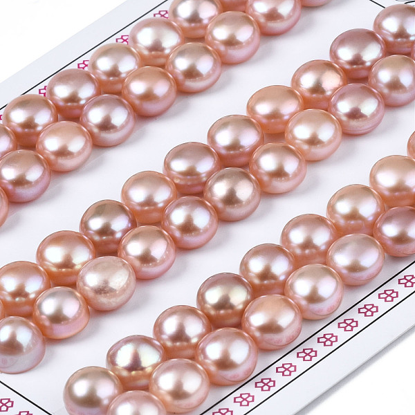 

PandaHall Grade AAA Natural Cultured Freshwater Pearl Beads, Half Drilled, Flat Round, Rosy Brown, 8~8.5x6mm, Half Hole: 1mm Pearl Flat...