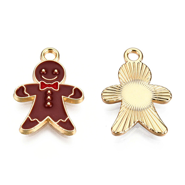

PandaHall Alloy Enamel Pendants, for Christmas, Light Gold, Gingerbread Man, Camel, 20.5x14x2mm, Hole: 2mm Alloy+Enamel Human Brown