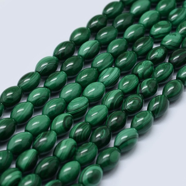 

PandaHall Natural Malachite Beads Strands, Oval, 9~10x6~8mm, Hole: 0.8mm, about 45pcs/strand, 15.5 inch(39.5cm) Malachite Oval