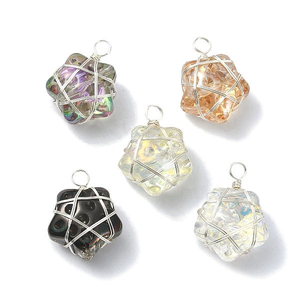 

PandaHall Transparent Glass Star Pendants, with Copper Wire Wrapped Findings, Long-Lasting Plated, Mixed Color, 19.5x15x8mm, Hole: 3mm Glass..., Multicolor