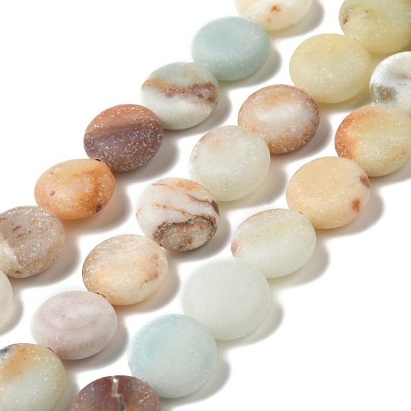 

PandaHall Frosted Natural Flower Amazonite Beads Strands, Flat Round, 10x4.5mm, Hole: 1.2mm, about 36pcs/strand, 14.37''(36.5cm) Flower...