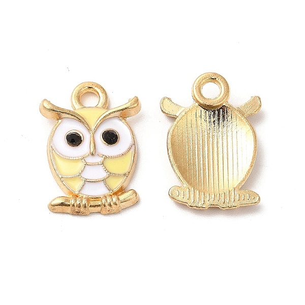 

PandaHall Alloy Enamel Pendants, Cadmium Free & Nickel Free & Lead Free, Golden, Owl Charm, Champagne Yellow, 17x12x3mm, Hole: 2mm...