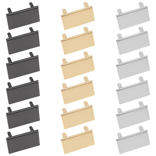 

PandaHall WADORN 18 Sets 3 Colors Zinc Alloy Bag Decorative Clasps, Stamping Blank Tags, with Shim, Rectangle, Mixed Color, 2.55x4x0.2cm, 6...