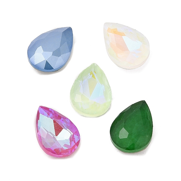 

PandaHall Glass Rhinestone Cabochons, Flat Back & Back Plated, Faceted Teardrop, Mixed Color, 14x10x5mm Glass Rhinestone Teardrop Multicolor