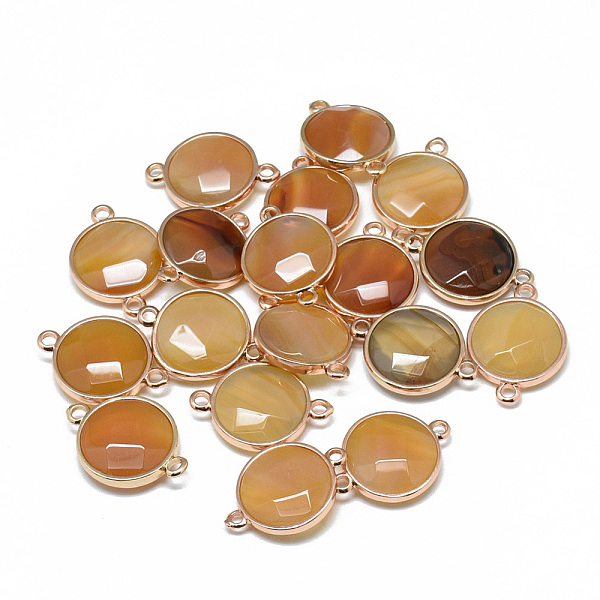 

PandaHall Dyed Natural Carnelian Links connectors, with Golden Tone Brass Findings, Faceted, Flat Round, 25.5~26.5x17~18x6~7mm, Hole...