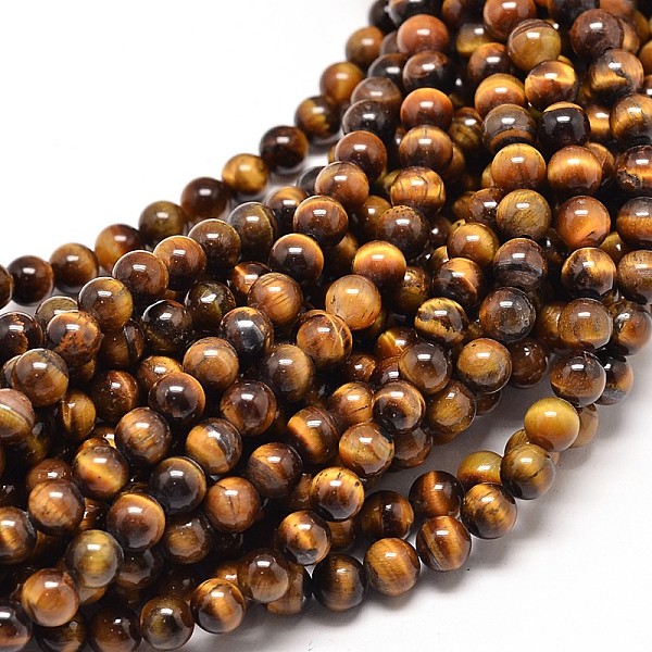 

PandaHall Natural Tiger Eye Round Bead Strands, 4mm, Hole: 0.8~1mm, about 91pcs/strand, 15 inch Tiger Eye Round