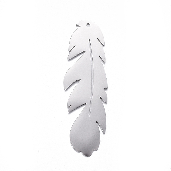 

PandaHall 304 Stainless Steel Big Pendants, Stamping Blank Tag, Feather, Stainless Steel Color, 50x16x1mm, Hole: 1.2mm 304 Stainless Steel...