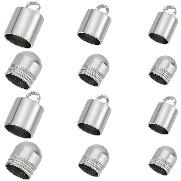

PandaHall Beebeecraft 120Pcs 6 Styles 201 Stainless Steel Cord Ends, End Caps, Column, Stainless Steel Color, 6~11.5x5~8mm, Hole: 0.5~2.5mm...