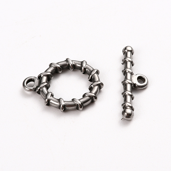 

PandaHall 304 Stainless Steel Toggle Clasps, Ring, Stainless Steel Color, Ring: 19x16x2.5mm, Hole: 1.6mm, Bar: 22x6x2.5mm, Hole: 1.6mm 304...