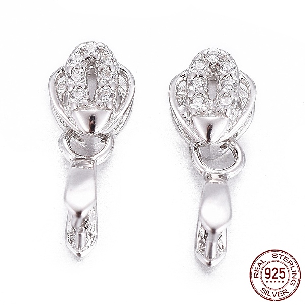 

PandaHall Rhodium Plated 925 Sterling Silver Pendant Bails, with Cubic Zirconia, with 925 Stamp, Ice Pick Pinch Bails, Clear, Platinum...