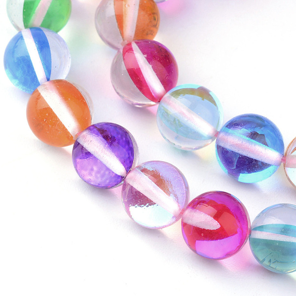 

PandaHall Synthetic Moonstone Beads Strands, Holographic Beads, Dyed, Round, Colorful, 8mm, Hole: 1mm, about 45~47pcs/strand, 14~15 inch...