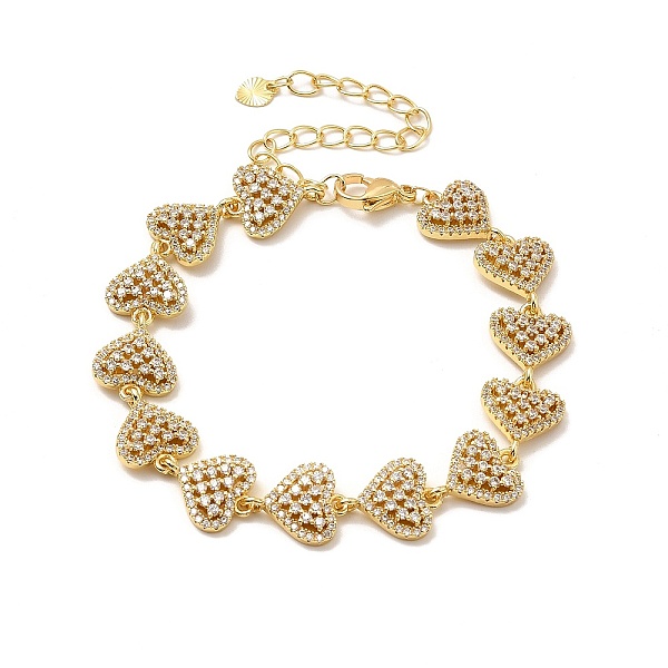

PandaHall Clear Cubic Zirconia Hollow Heart Link Chain Bracelet, Rack Plating Brass Jewelry for Women, Lead Free & Cadmium Free...