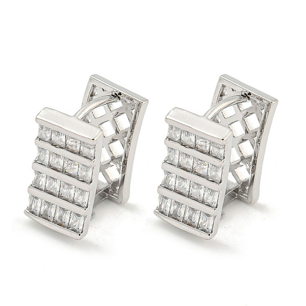 Boucles d'oreilles créoles en laiton micro pavé de zircons cubiques transparents pour femmes