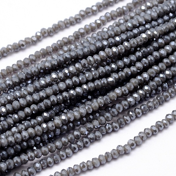 

PandaHall Faceted Rondelle Full Rainbow Plated Electroplate Glass Beads Strands, Gray, 2.8~3x2mm, Hole: 0.8mm, about 200pcs/strand, 15.1...