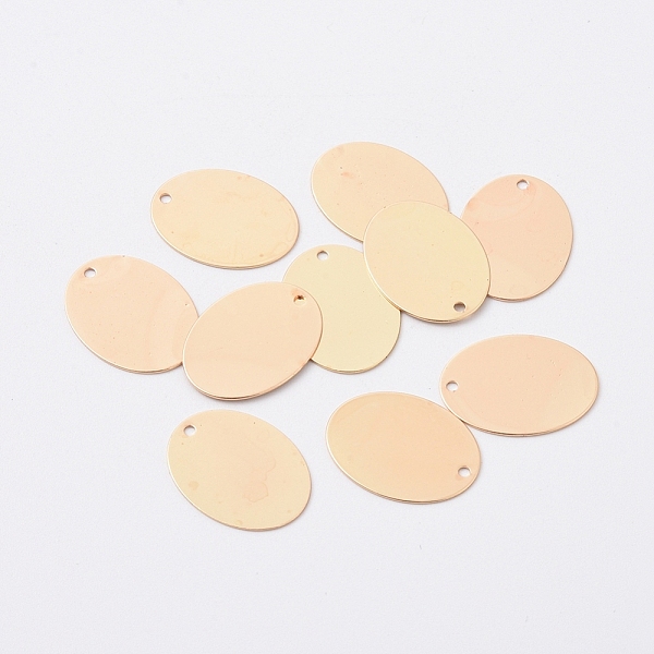 

PandaHall Brass Pendants, Oval, Blank Stamping Tag, Light Gold, 20x15x0.4mm, Hole: 1.4mm Brass