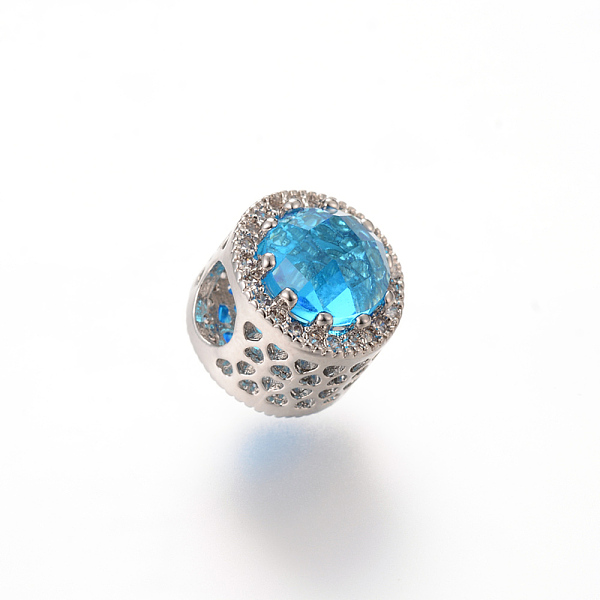 

PandaHall Alloy Rhinestone European Beads, Large Hole Beads, Flat Round, Dodger Blue, 12x11mm Alloy+Rhinestone Flat Round Blue
