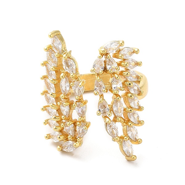 

PandaHall Cubic Zirconia Wing Open Cuff Rings, Golden Brass Jewelry for Women, Clear, Inner Diameter: 17mm Brass+Cubic Zirconia Clear