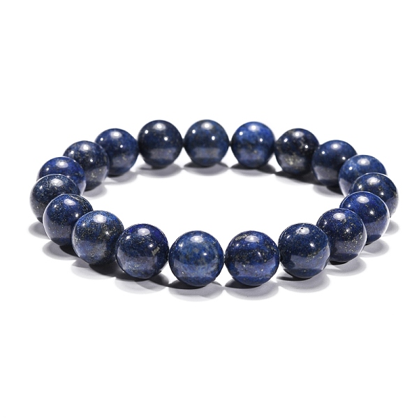 PandaHall Valentine Day Gift for Husband Stretchy Gemstone Bracelets, with Lapis Lazuli(Dyed) and Elastic Cord, Blue, 51mm Lapis Lazuli Blue