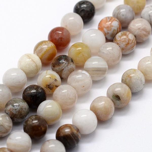 

PandaHall Natural Bamboo Leaf Agate Beads Strands, Round, 6mm, Hole: 0.8mm, about 63pcs/strand, 14.76 inch(37.5cm) Bamboo Leaf Agate Round