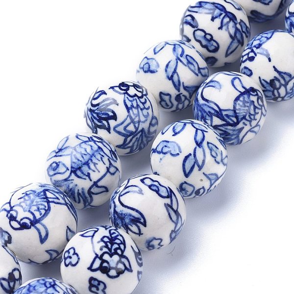 

PandaHall Handmade Blue and White Porcelain Beads Strands, Koi Fish, Round, Royal Blue, 19.5~20mm, Hole: 2mm, about 20pcs/Strand, 15.55 inch...