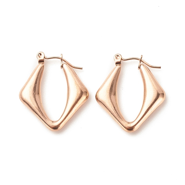 

PandaHall Ion Plating(IP) 304 Stainless Steel Chunky Rhombus Hoop Earrings for Women, Rose Gold, 25x22mm, Pin: 0.8mm 304 Stainless Steel...